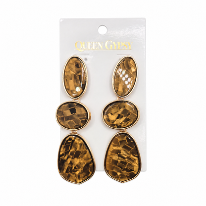 Gold Mosaic Trio Earrings
