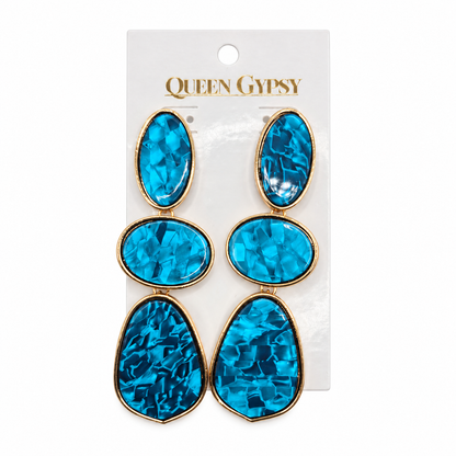 Gold Mosaic Trio Earrings