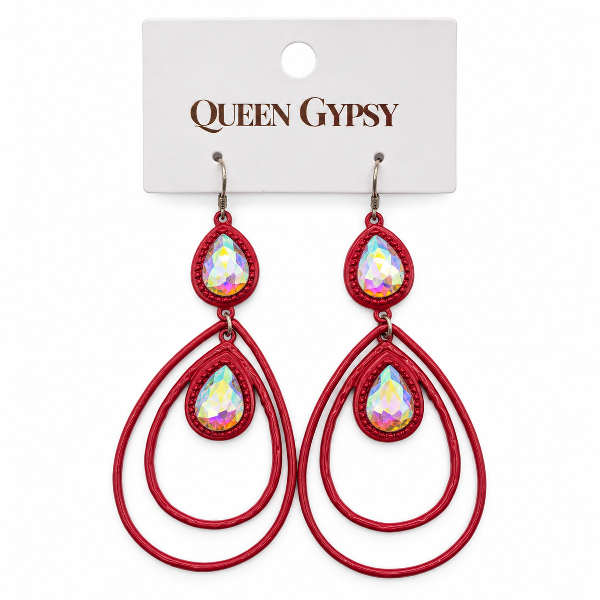 Double Drop Crystal Teardrop Earrings