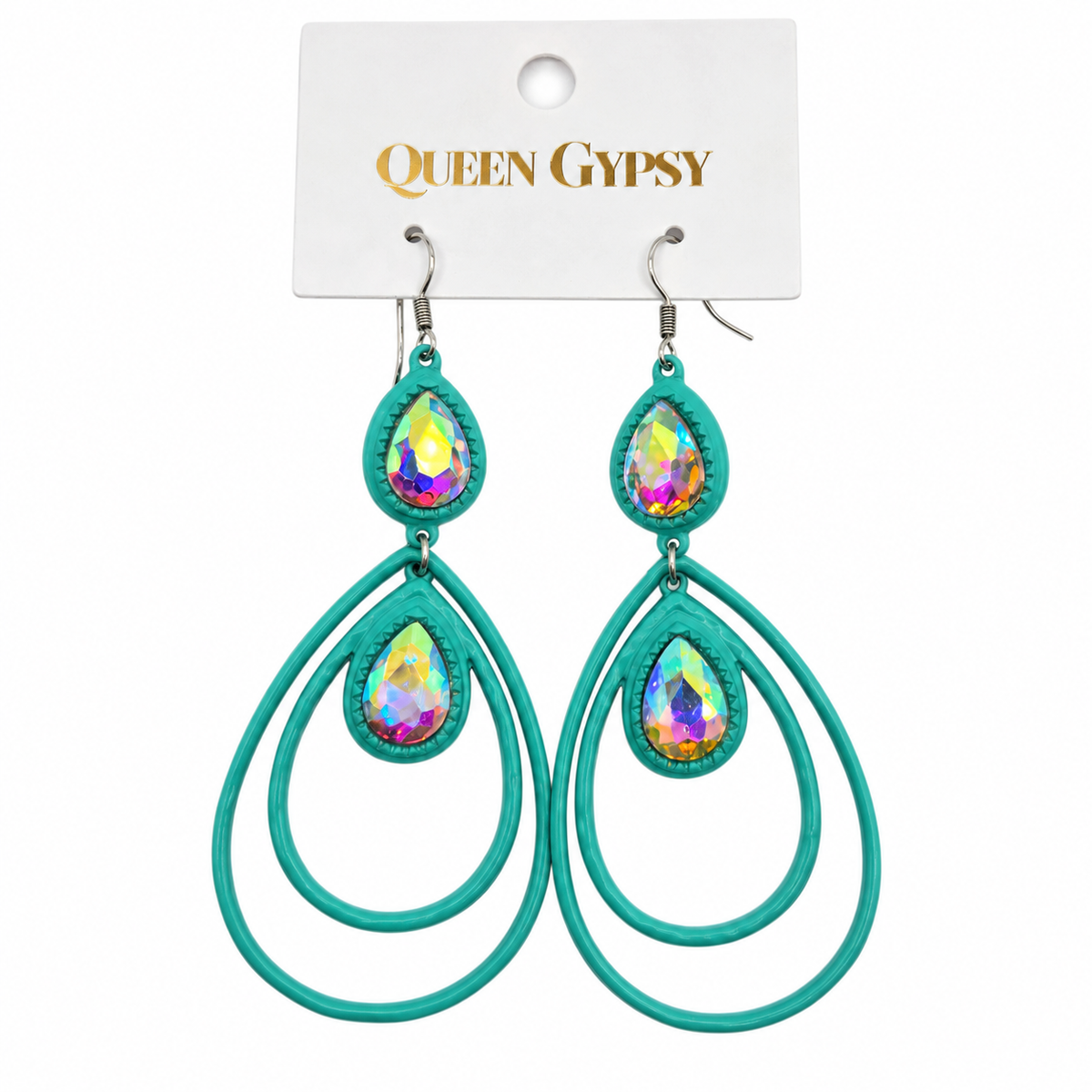 Double Drop Crystal Teardrop Earrings