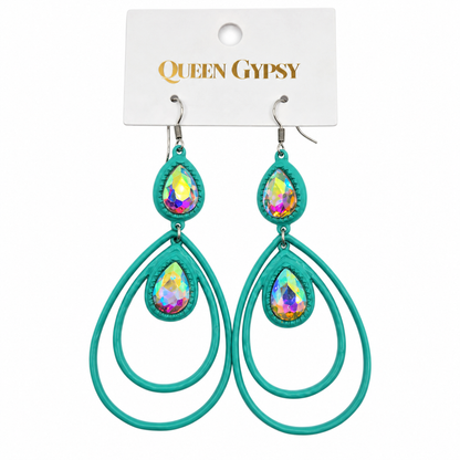 Double Drop Crystal Teardrop Earrings