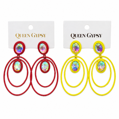 Double Drop Oval Crystal Earrings