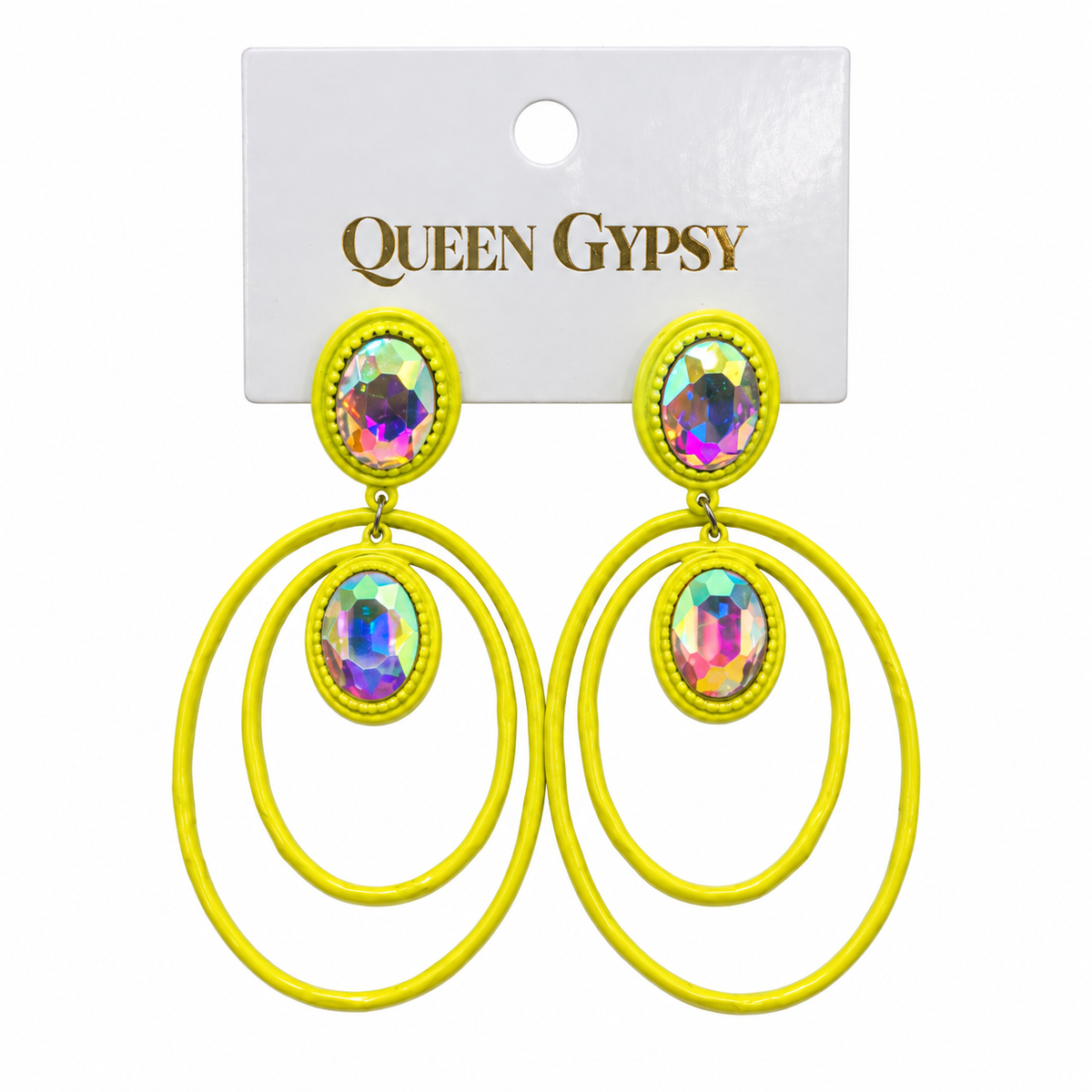 Double Drop Oval Crystal Earrings
