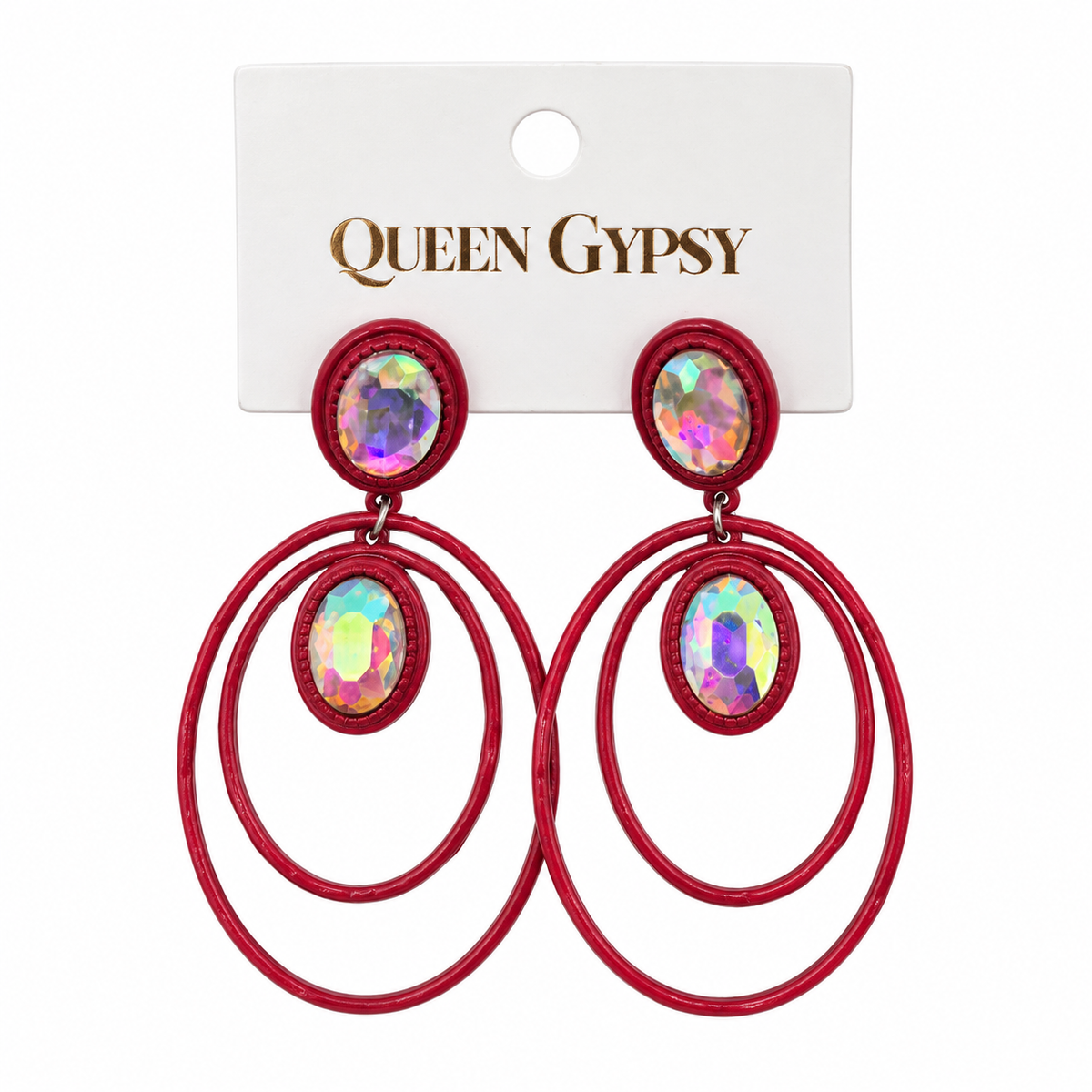 Double Drop Oval Crystal Earrings