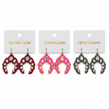 Crystal Squash Blossom Statement Earrings