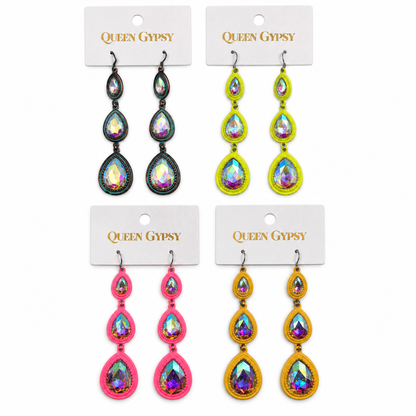 Triple Teardrop Crystal Earrings
