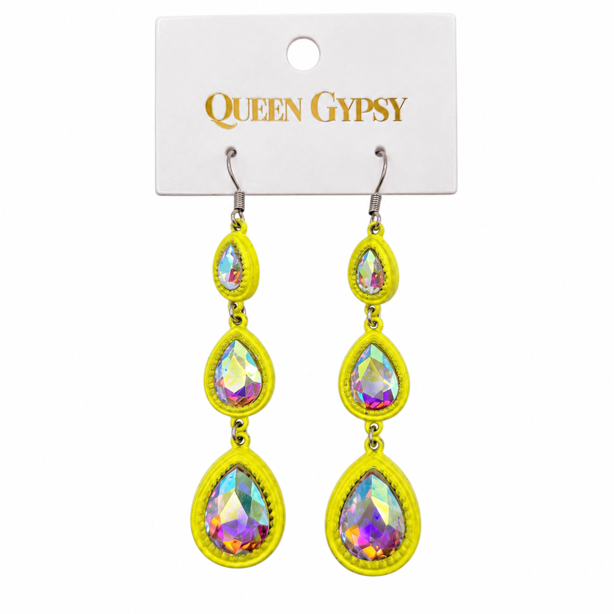 Triple Teardrop Crystal Earrings
