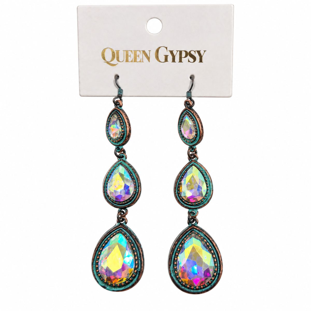 Triple Teardrop Crystal Earrings