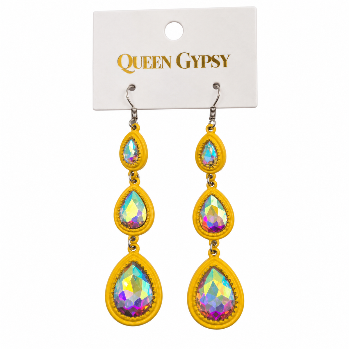 Triple Teardrop Crystal Earrings