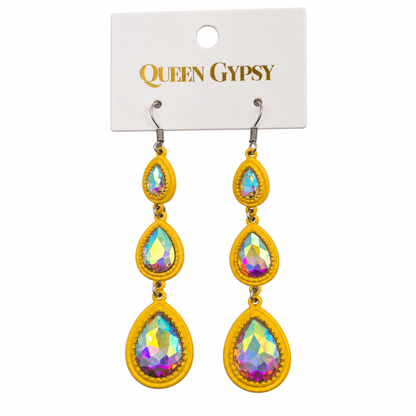 Triple Teardrop Crystal Earrings