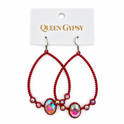 Twisted Wire Teardrop Crystal Loop Earrings