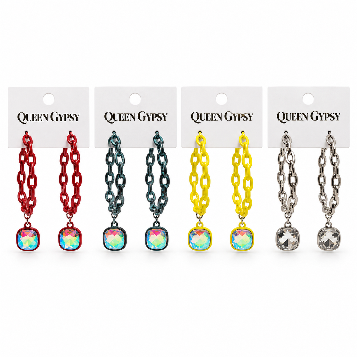 Chain Hoop Crystal Earrings