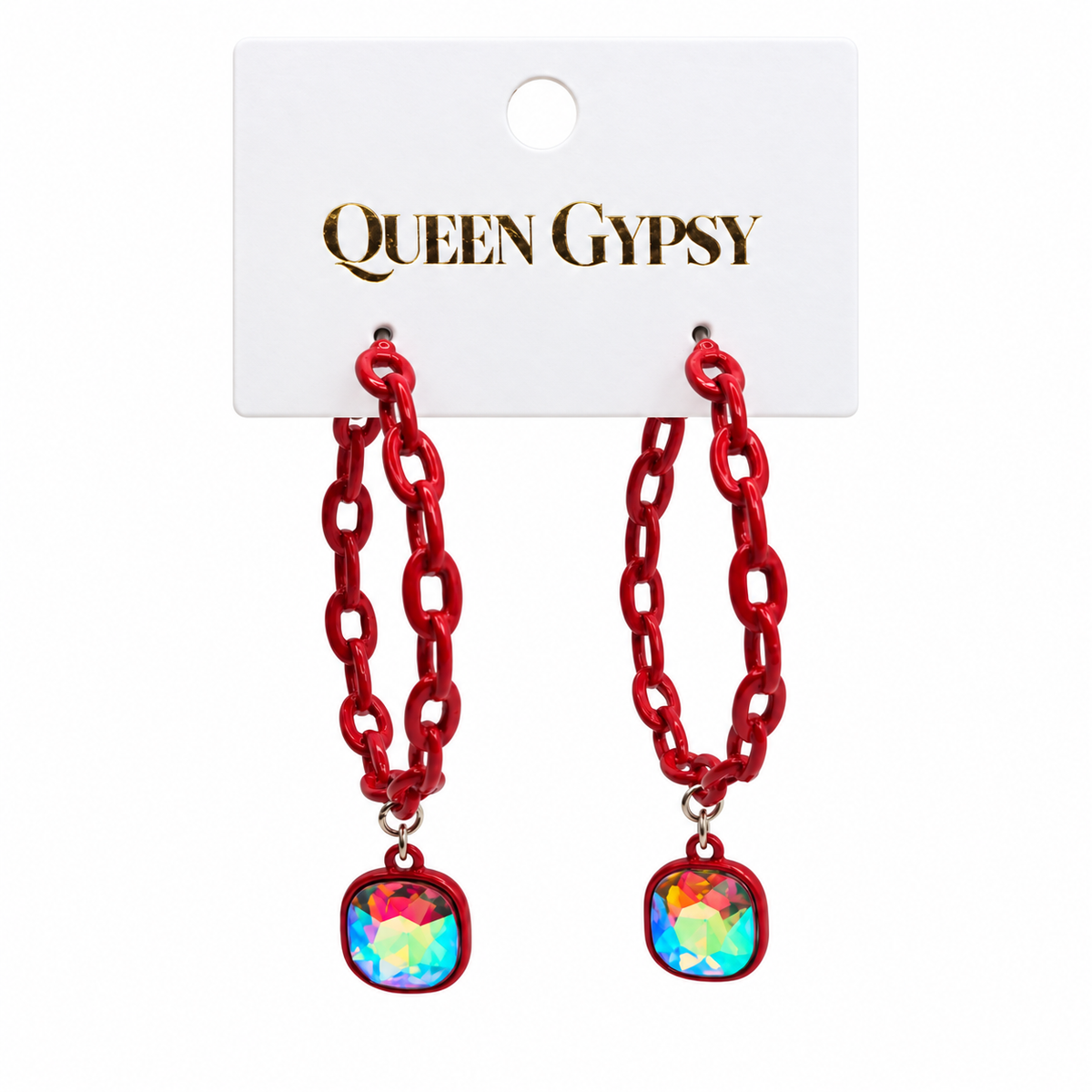 Chain Hoop Crystal Earrings