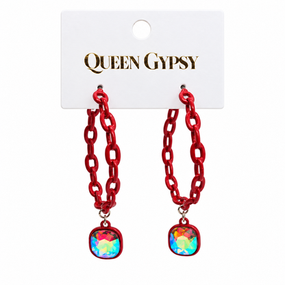 Chain Hoop Crystal Earrings