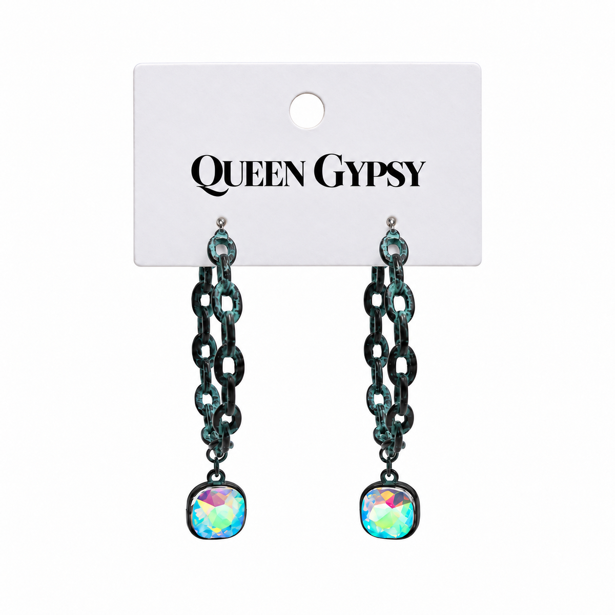 Chain Hoop Crystal Earrings
