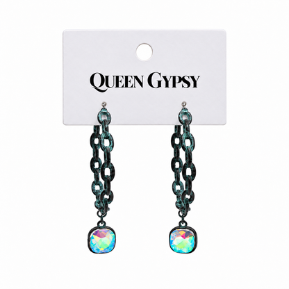 Chain Hoop Crystal Earrings