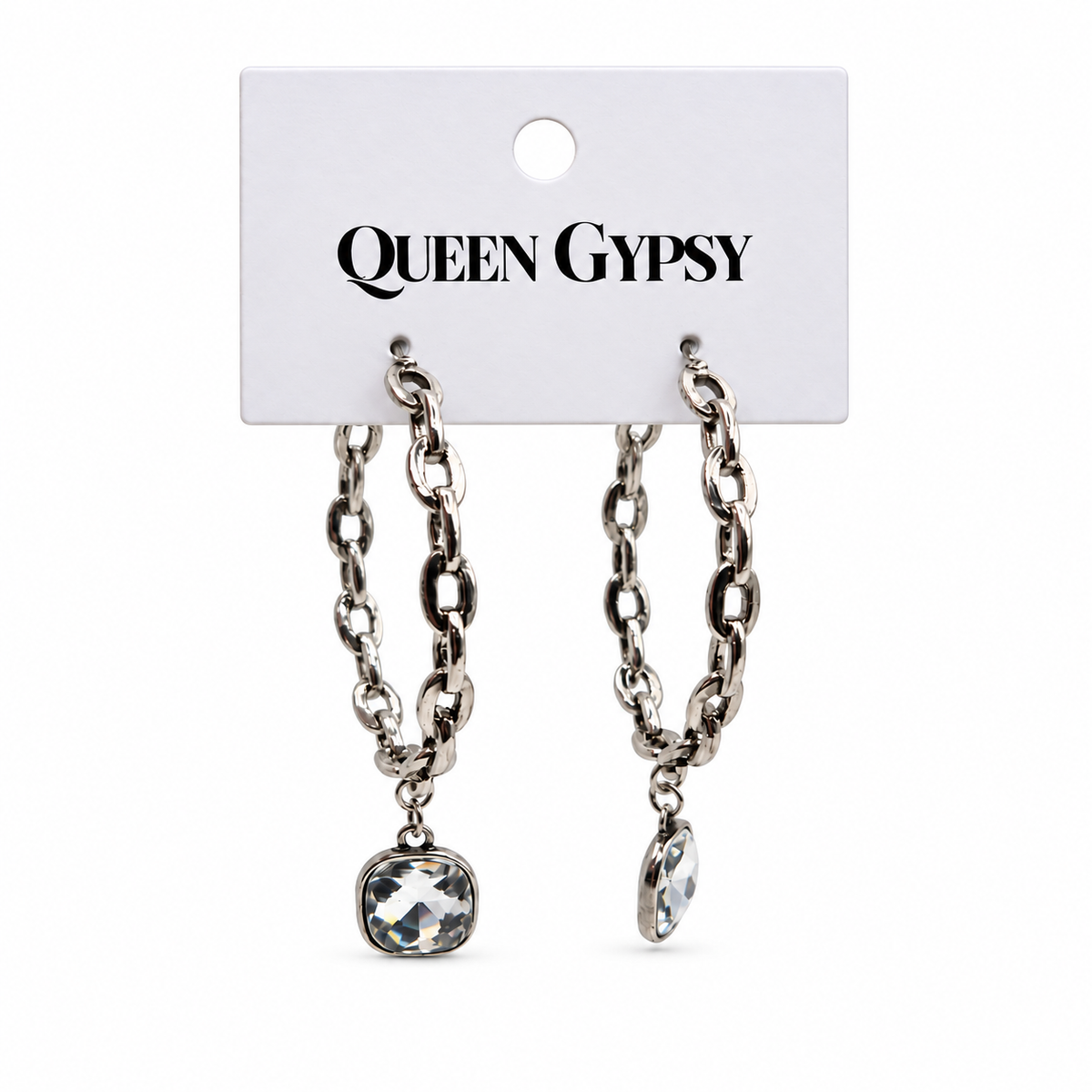 Chain Hoop Crystal Earrings