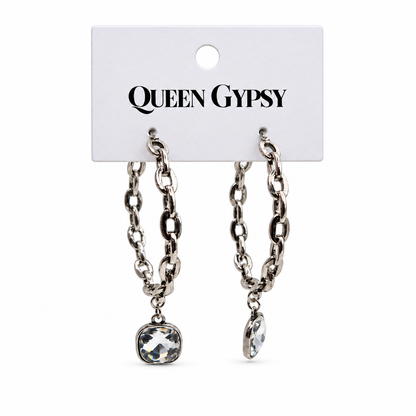 Chain Hoop Crystal Earrings