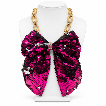 Sequin Celebration Bow Necklace