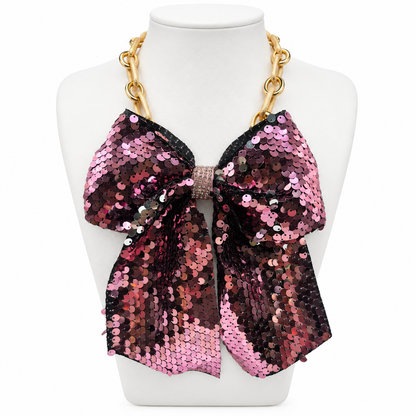 Sequin Celebration Bow Necklace