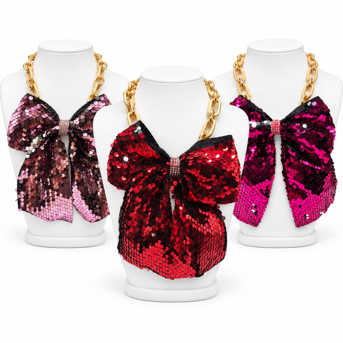 Sequin Celebration Bow Necklace