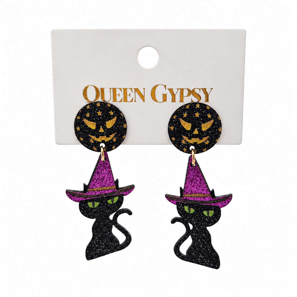 Witchy Whiskers Cat-O'-Lantern Earrings
