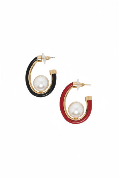 Leather Drop Pearl Earring