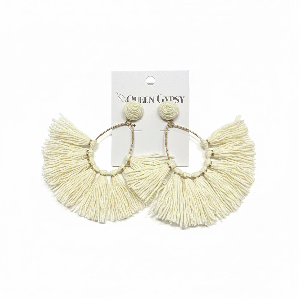 Coastal Fringe Raffia Earrings
