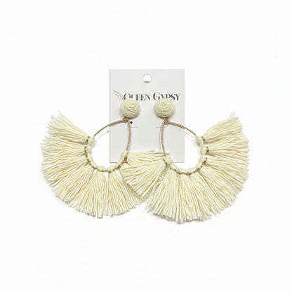 Coastal Fringe Raffia Earrings