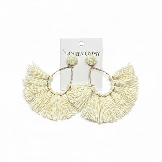 Coastal Fringe Raffia Earrings