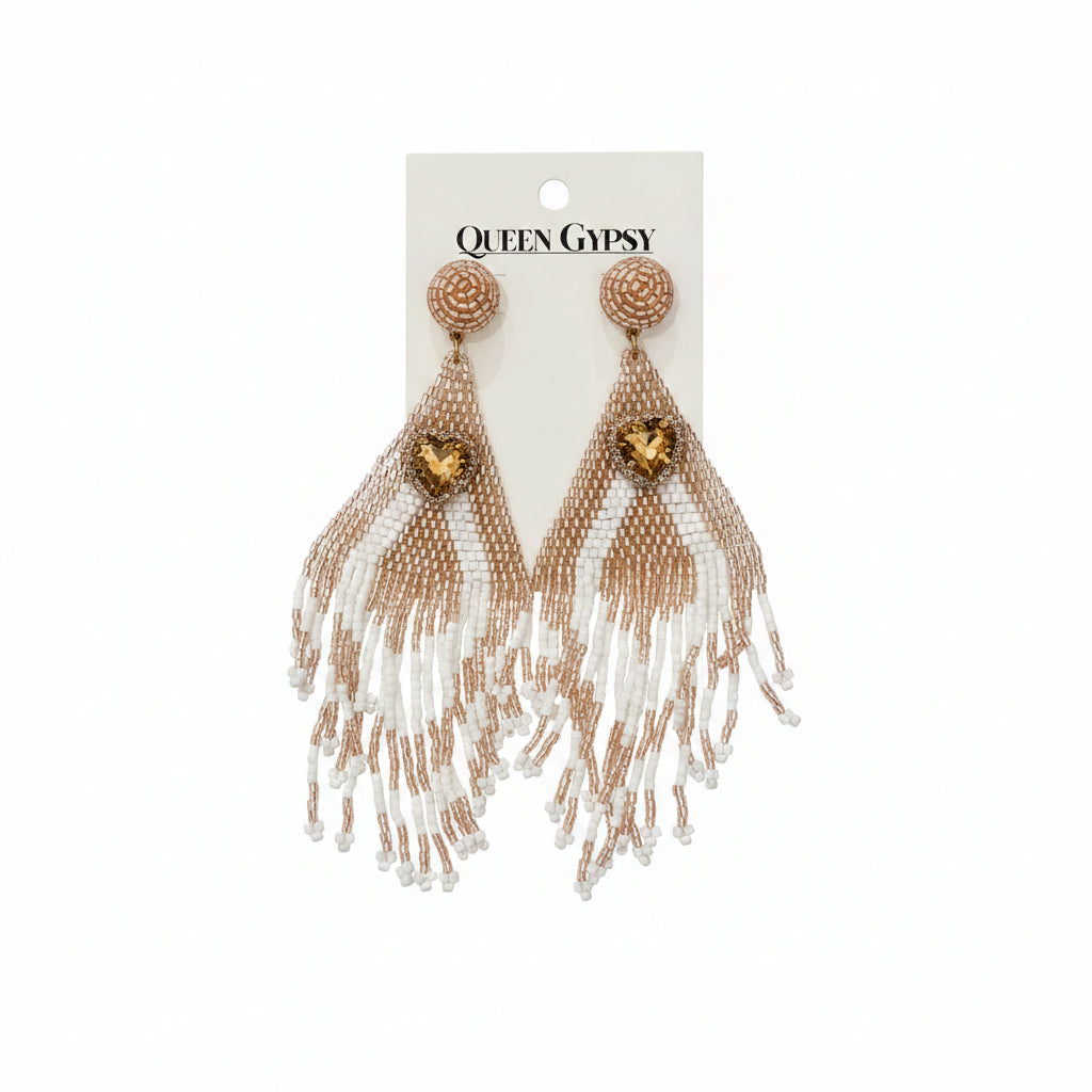 Beaded Chevron Crystal earrings