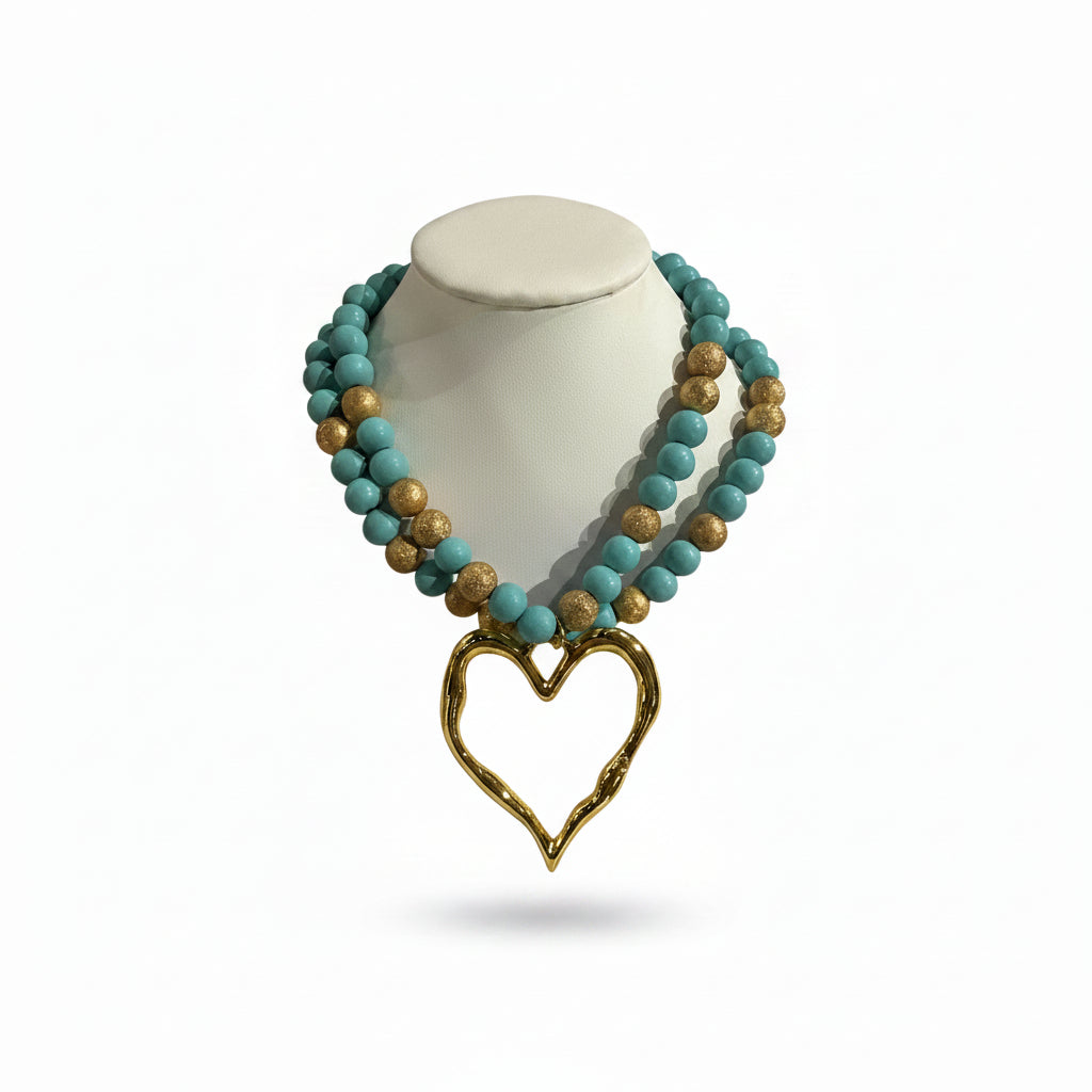 Beaded Open heart necklace