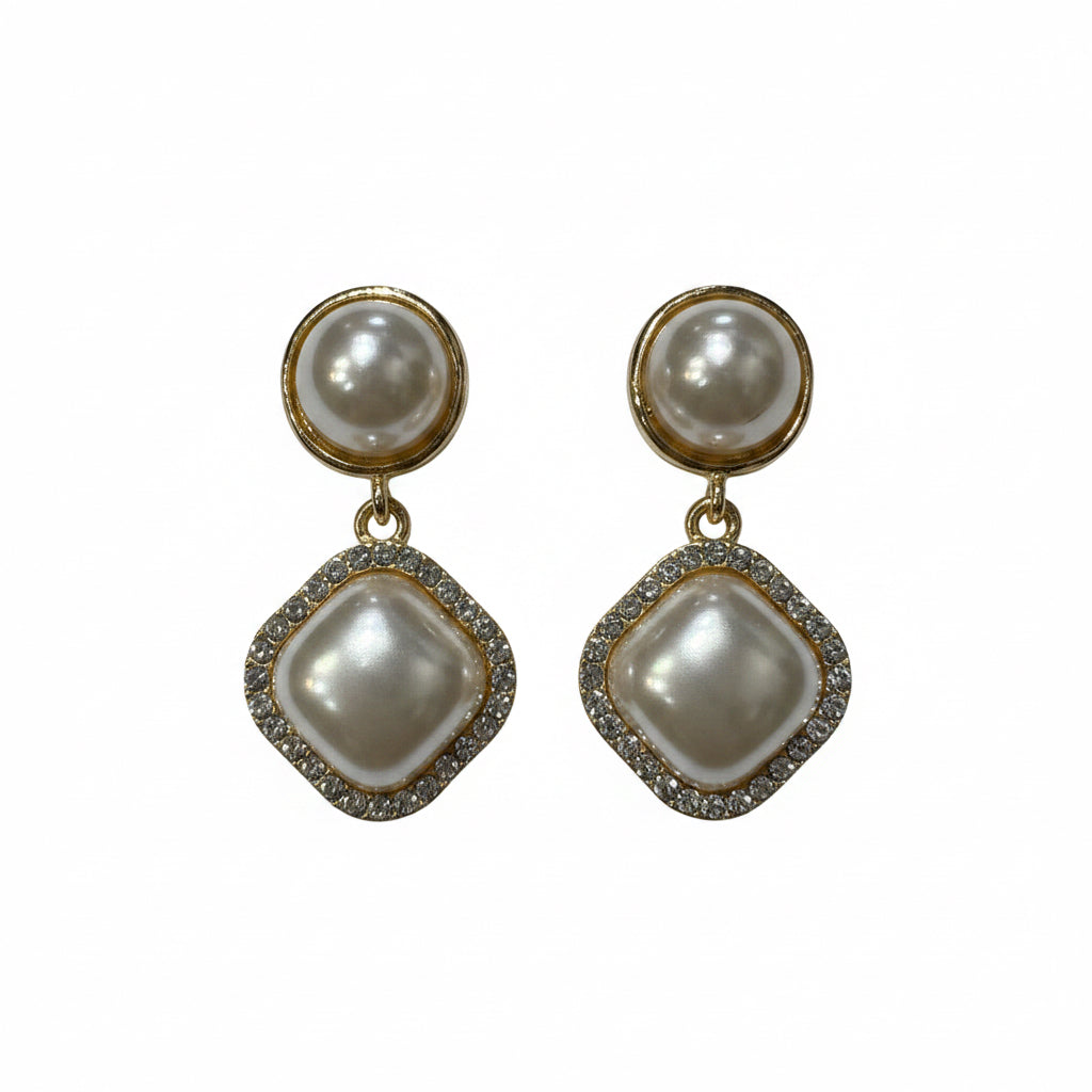 Pearl crystal dangle earrings