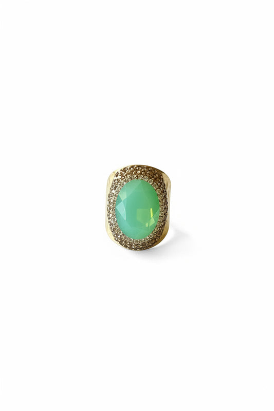Hammered Gold Pave' Adjustable Stone Ring