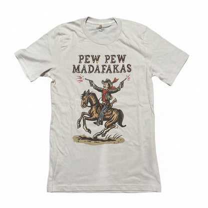 Pew Pew Madafakas T-Shirt on Dust with Crystals