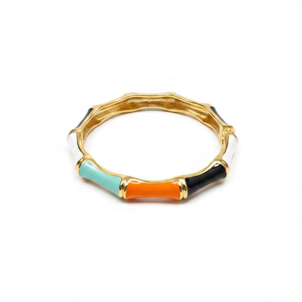 Bamboo Enamel Hinged Bangle
