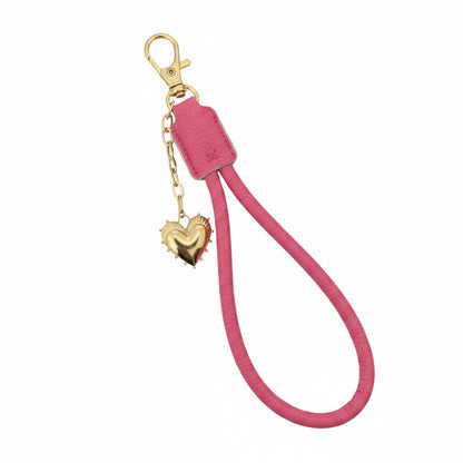 Leather Key Chain with Heart Charm