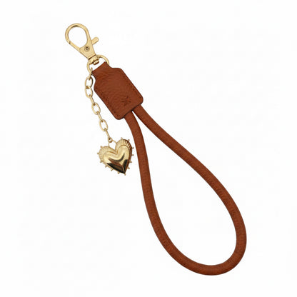 Leather Key Chain with Heart Charm