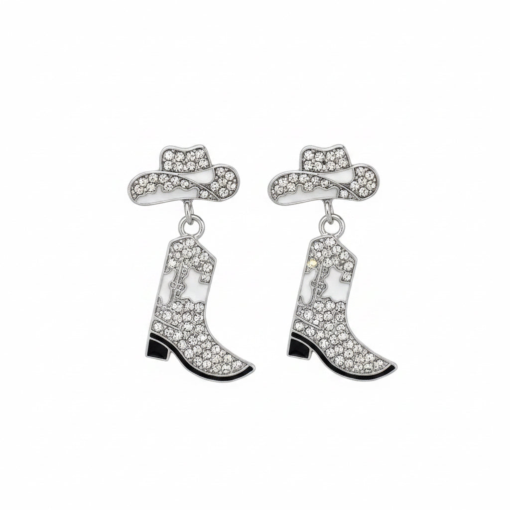 Pave Crystal Boots and Hat Earring