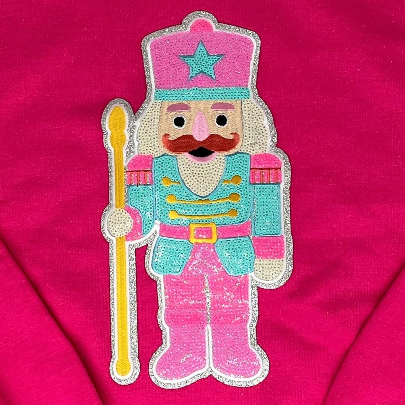 QG Pink Nutcracker patch with bows sweatshirt