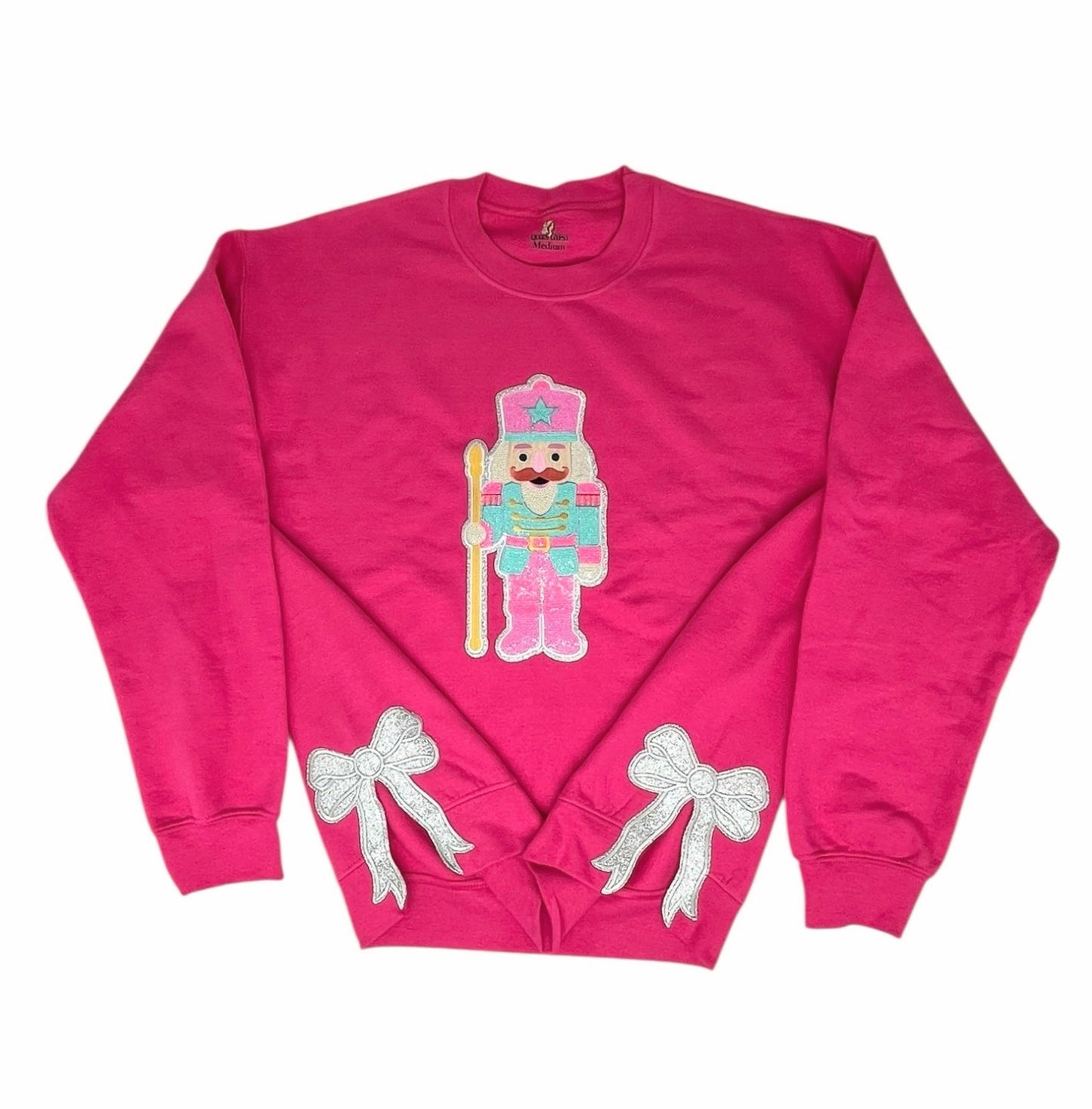 QG Pink Nutcracker patch with bows sweatshirt