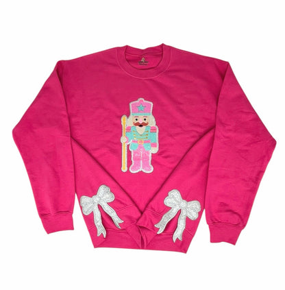 QG Pink Nutcracker patch with bows sweatshirt
