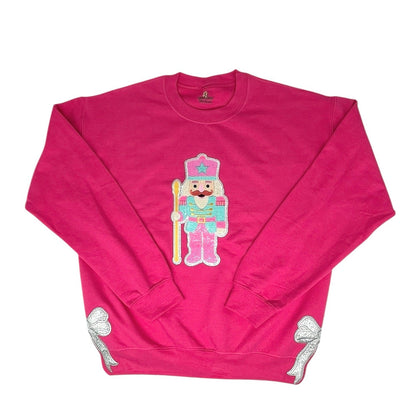 QG Pink Nutcracker patch with bows sweatshirt