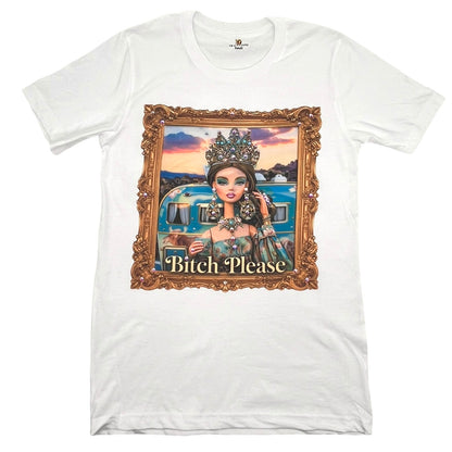 Bitch Please T-Shirt on White with Crystals