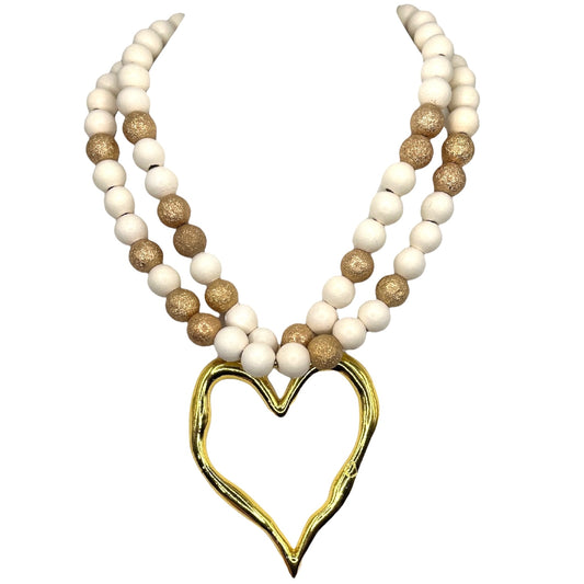Beaded Open heart necklace