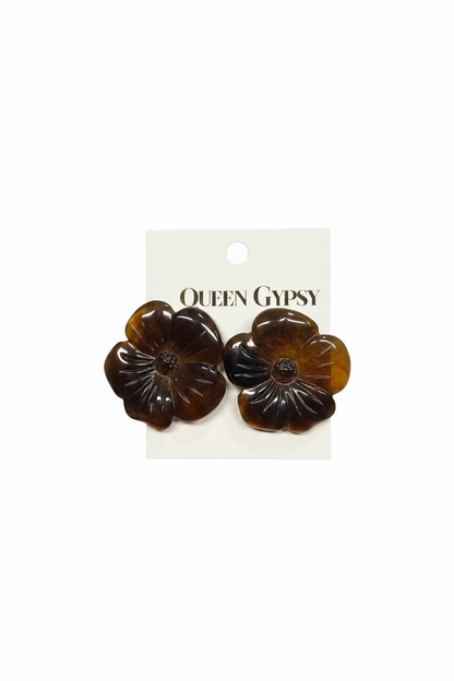 Carved Hibiscus Earring