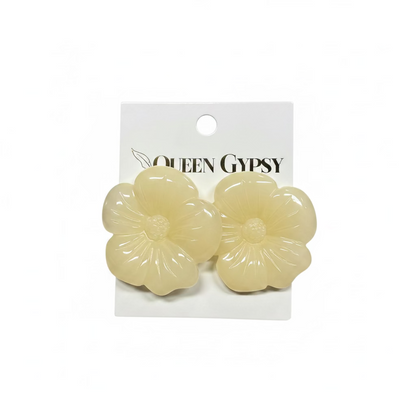 Carved Hibiscus Earring