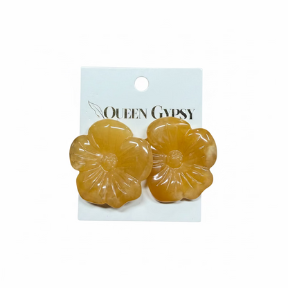Carved Hibiscus Earring