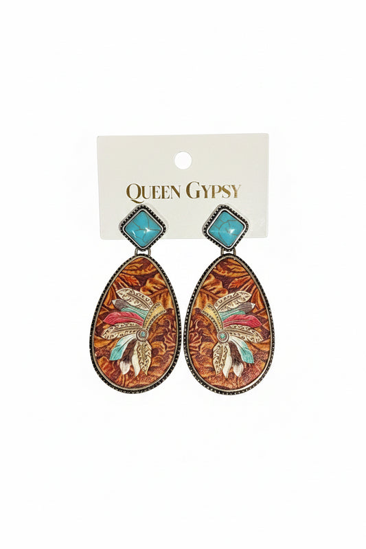 Spirit Feather Leather Earrings