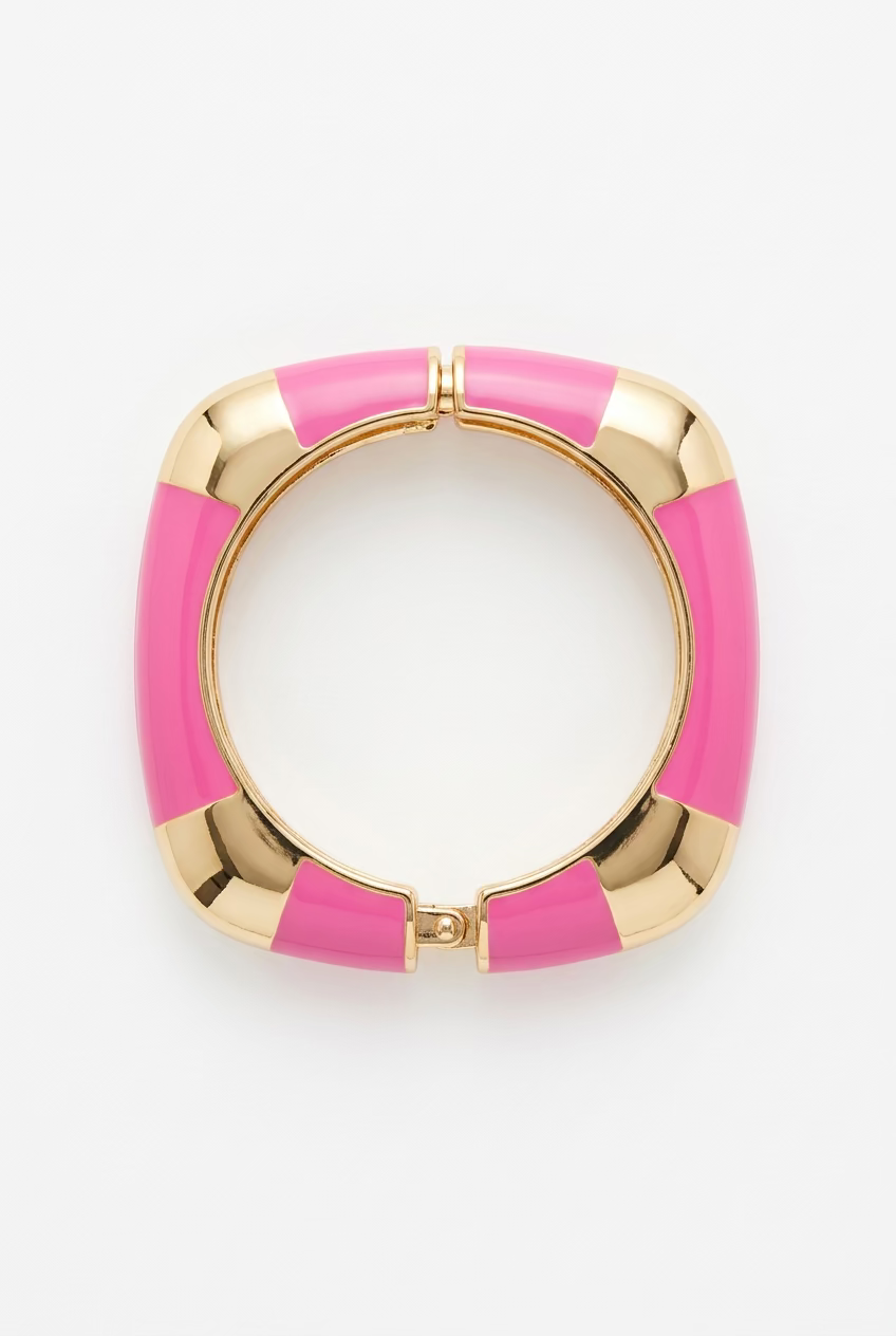 Gold Flat Enamel Hinge Bangle